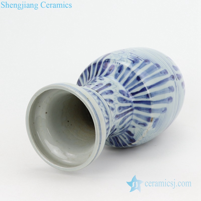 Flower pattern color glaze ceramic vase side view