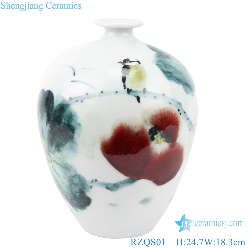 antique color glaze porcelain bird and flower detail 