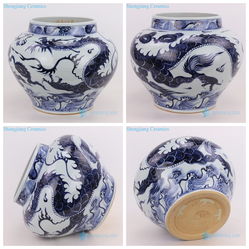 Yuan dynasty porcelain flowerpot drgon pattern