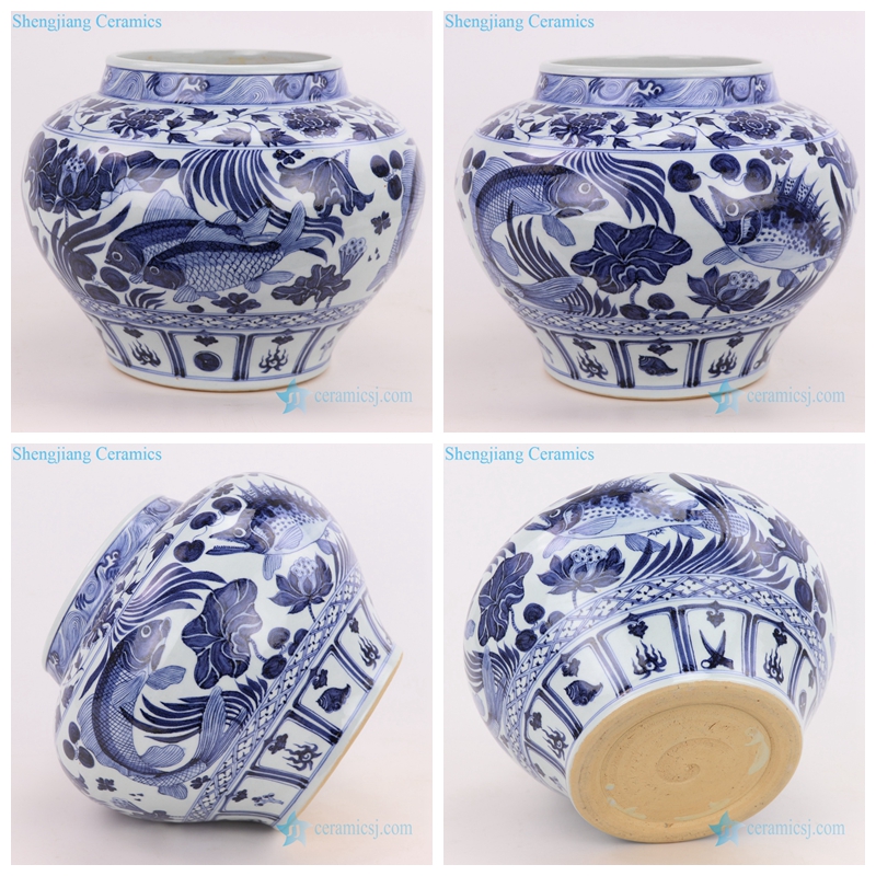Yuan dynasty porcelain flowerpot fish pattern