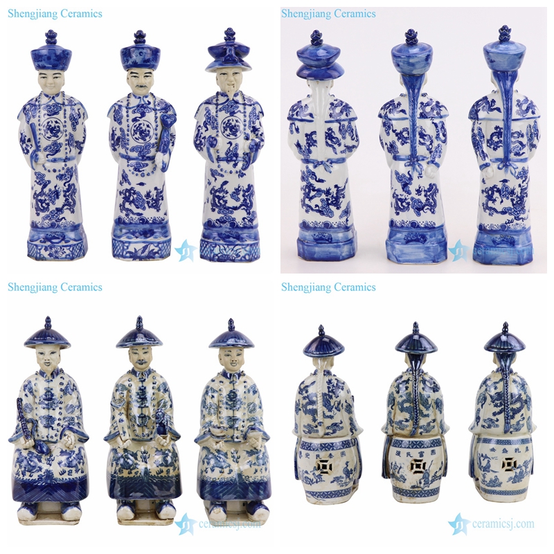 Archaize blue and white statue decoration