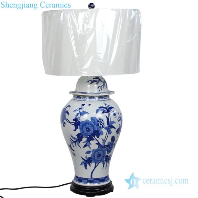 porcelain lamp with white lampshade