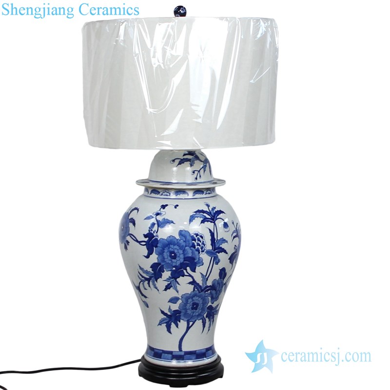 porcelain lamp with white lampshade