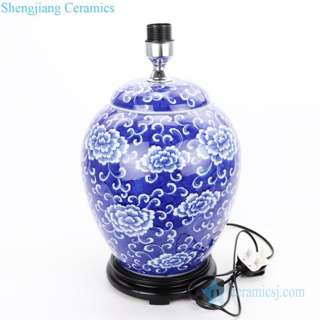 blue background ceramic lamp