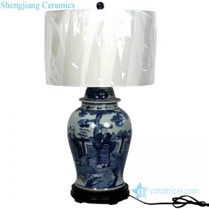 Figure pattern archaized porcelain lamp front view