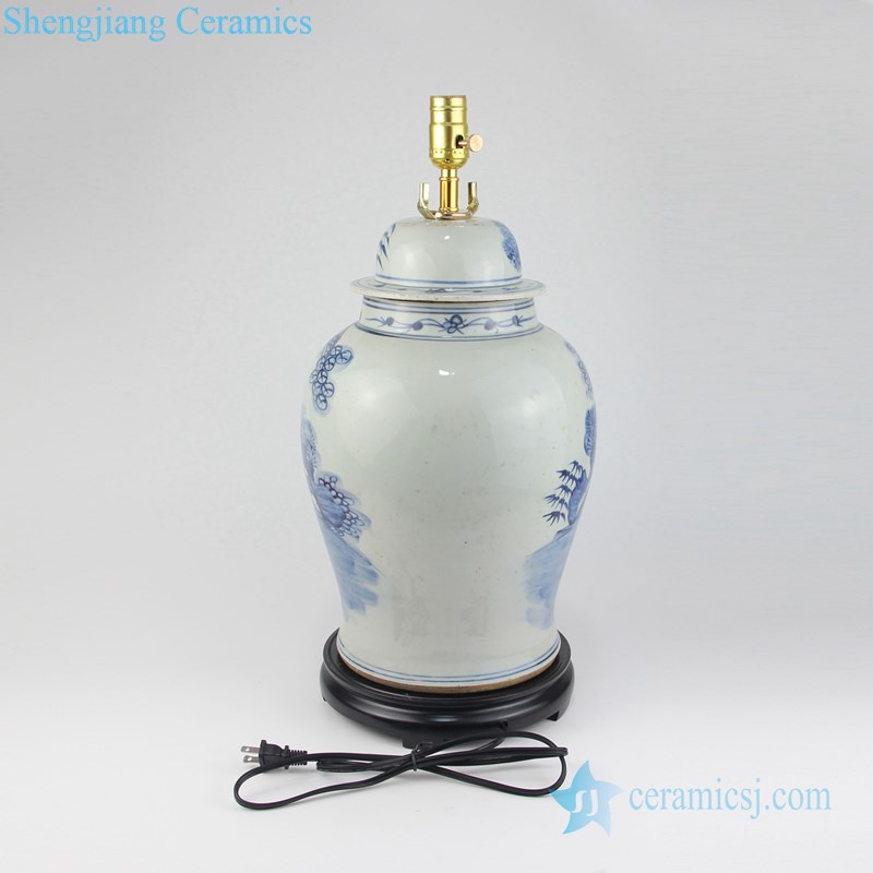 Figure pattern archaized porcelain lamp back view