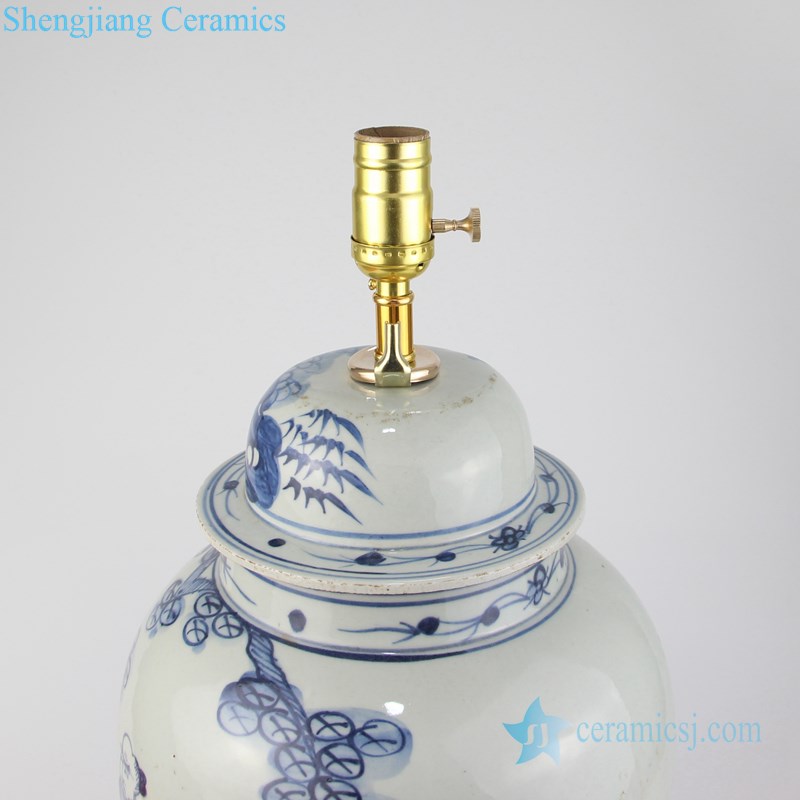 Figure pattern archaized porcelain lamp detail
