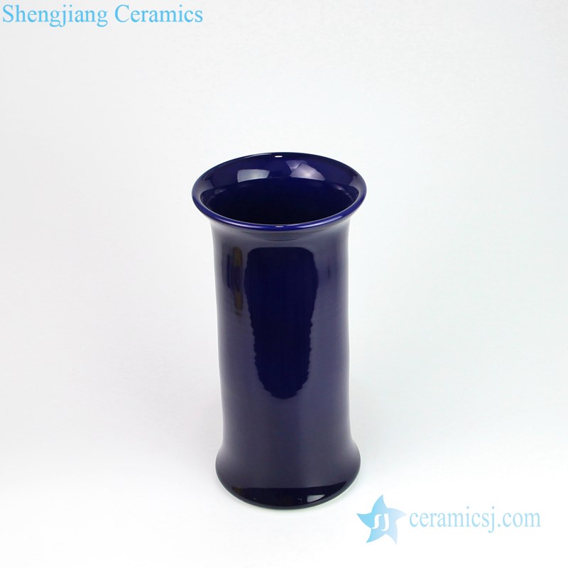 Jingdezhen dark blue ceramic lamp shade top view 