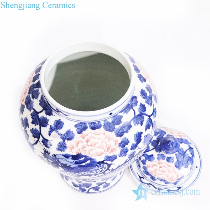 hand drawing ceramic jar with lid
