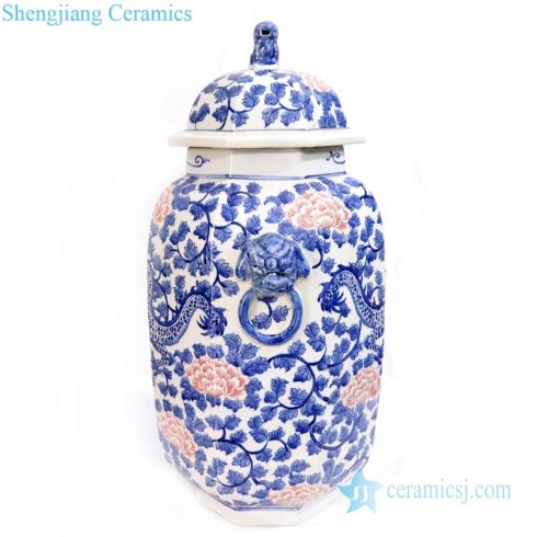 hand painted vase with peony design