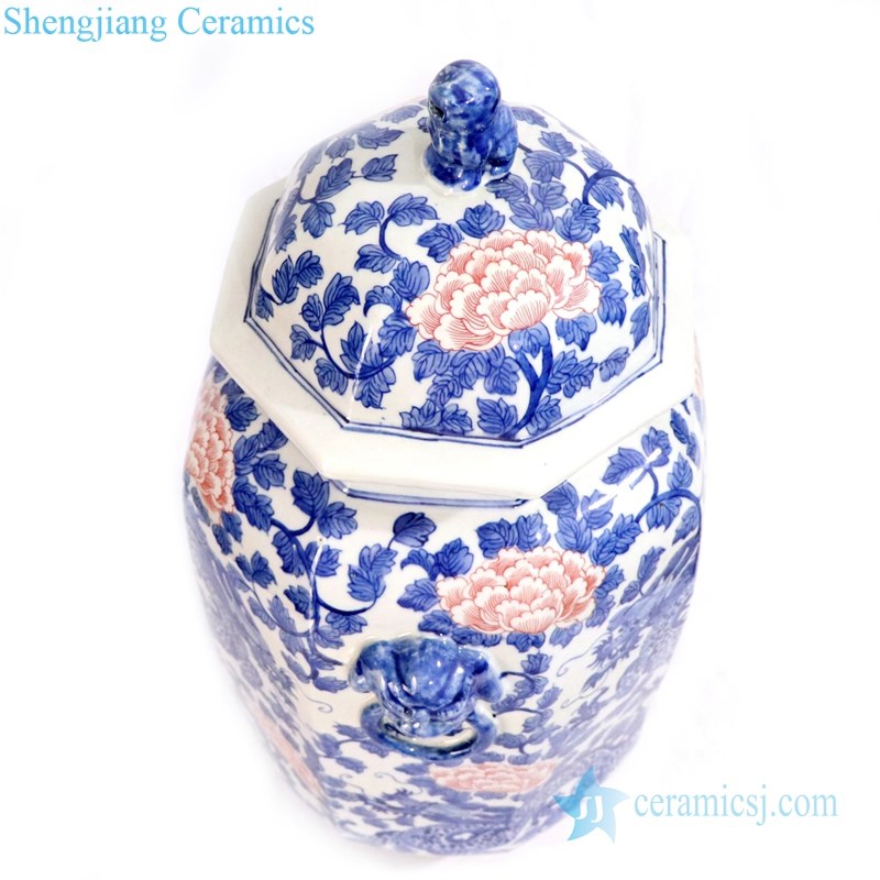 hand painted vase with peony design