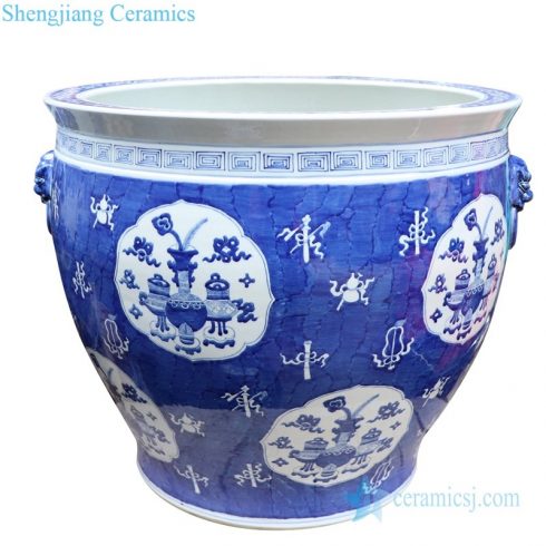 artistic blue and white ceramic jar