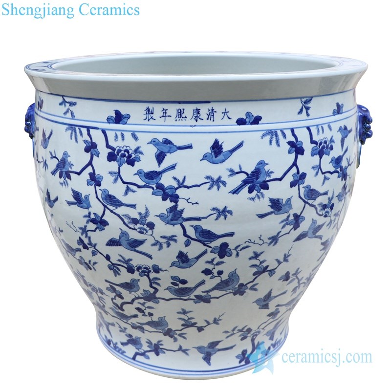 classical blue and white porcelain jar with two handles