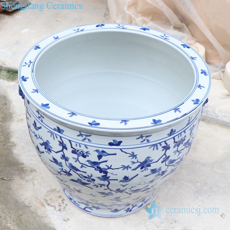 classical blue and white porcelain jar with two handles
