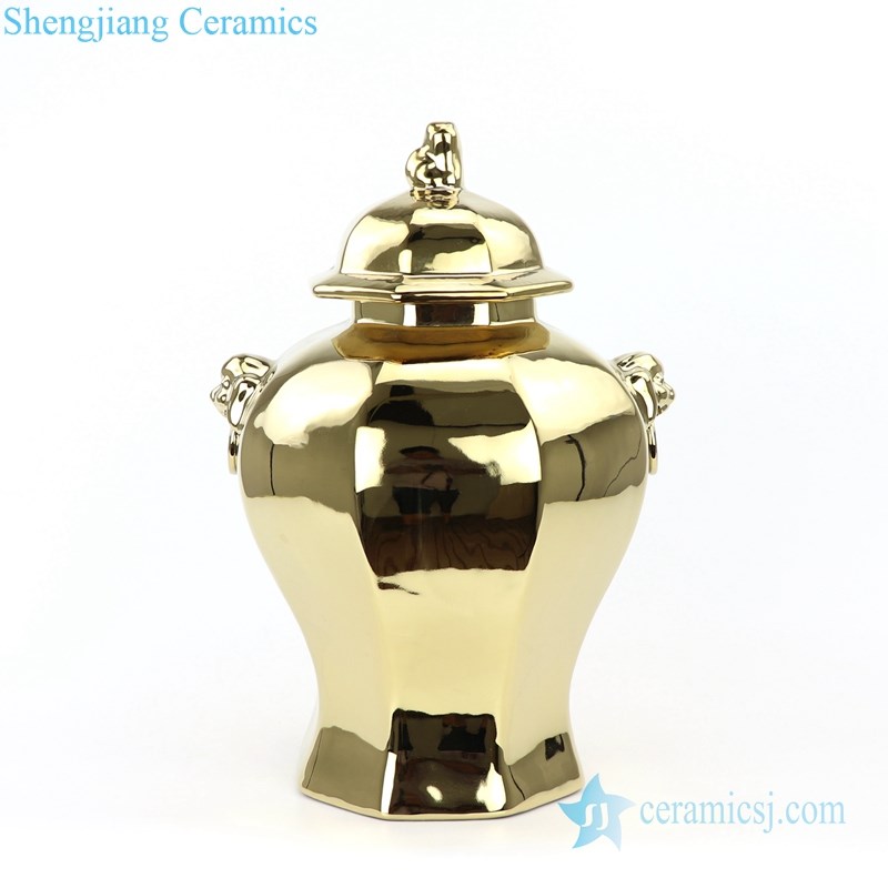 unique giled ceramic storage jar 