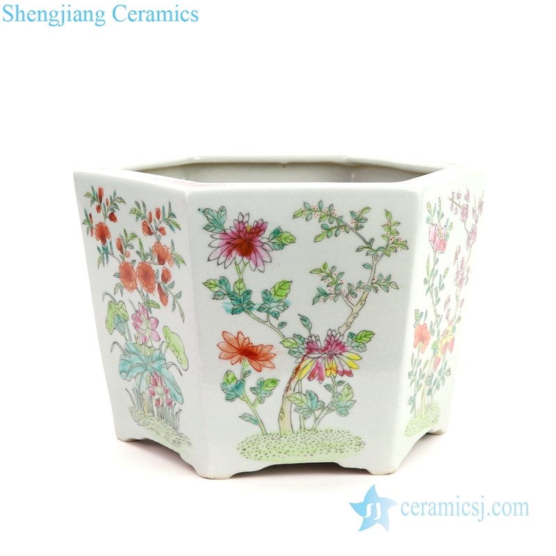 multicolored floral ceramic flower pot