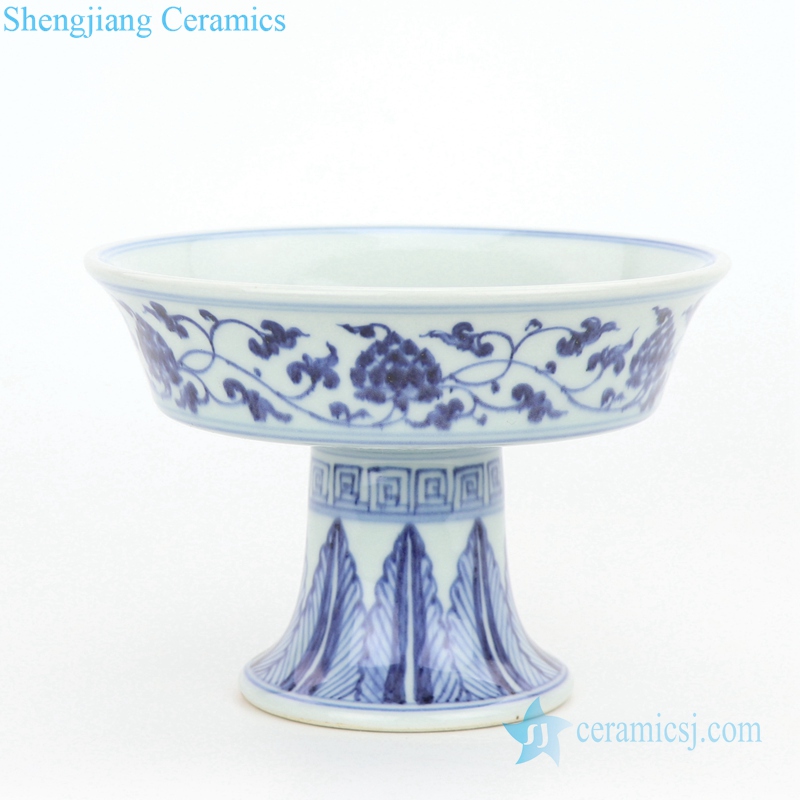 traditional blue and white ceramic goblet