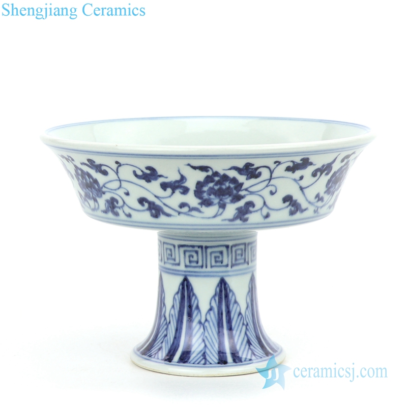 traditional blue and white ceramic goblet