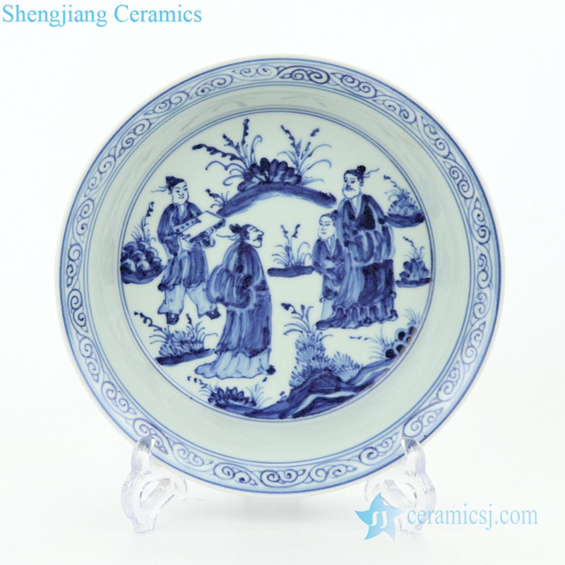 elegant blue and white ceramic plate