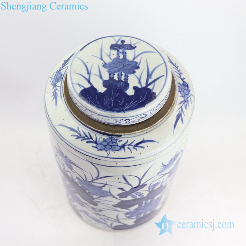 Antique blue and white porcelain teapot  bottle view