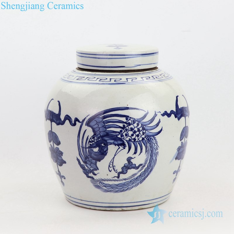  Jingdezhen blue and white Ceramic pot front view