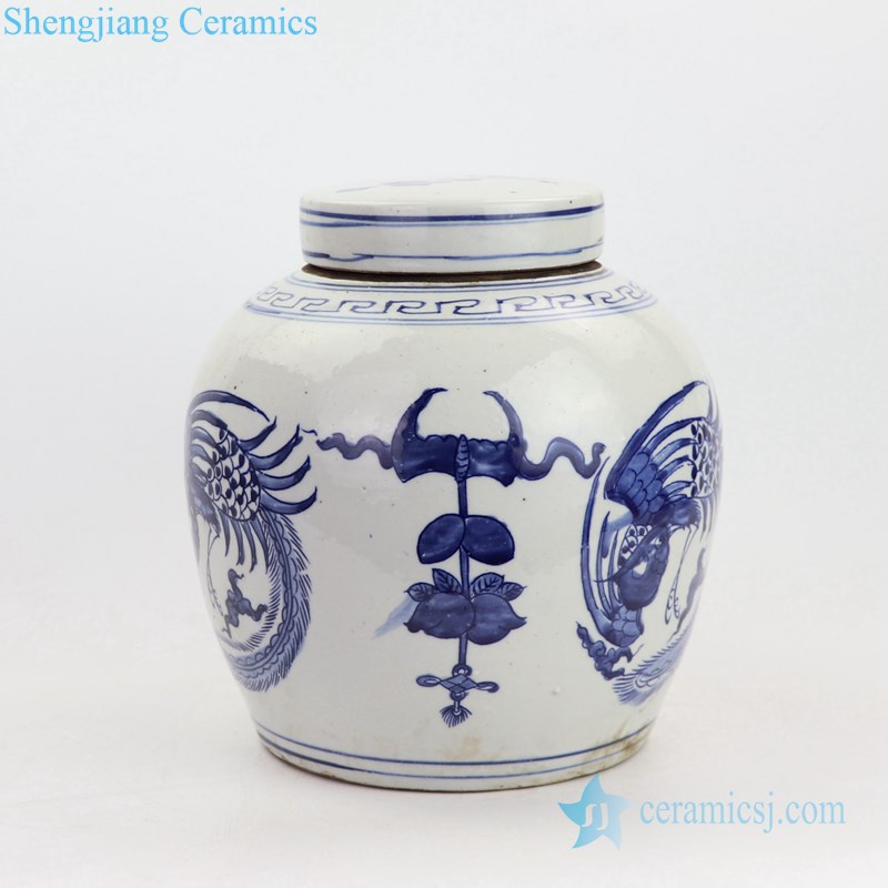  Jingdezhen blue and white Ceramic pot side view