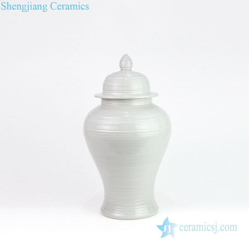 Chinese line grain circular ceramic pot front view 