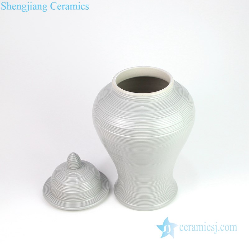 Chinese line grain circular ceramic pot bottle view 