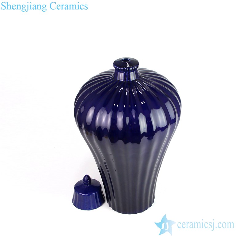 Jingdezhen dark blue glaze tank front bottle view