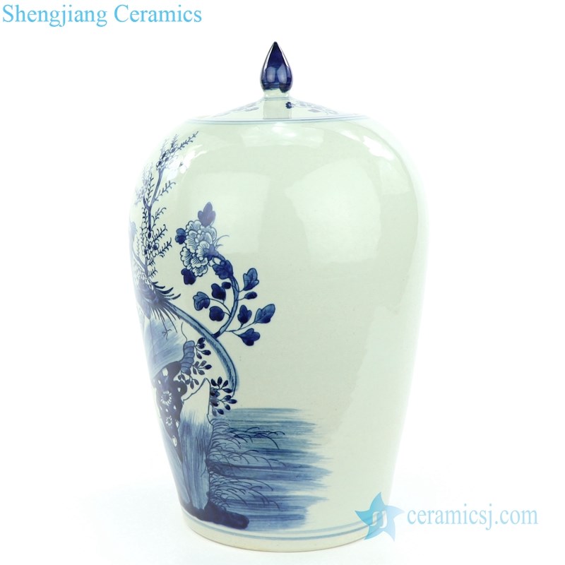pheasant floral porcelain jar