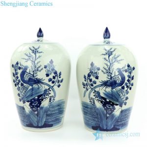 pheasant floral porcelain jar