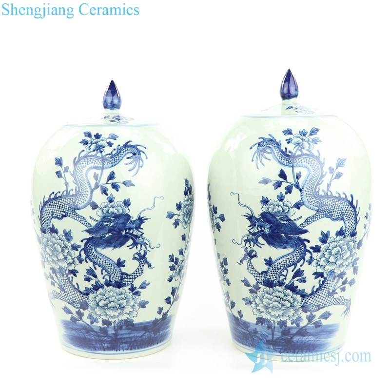 dragon floral ceramic jar