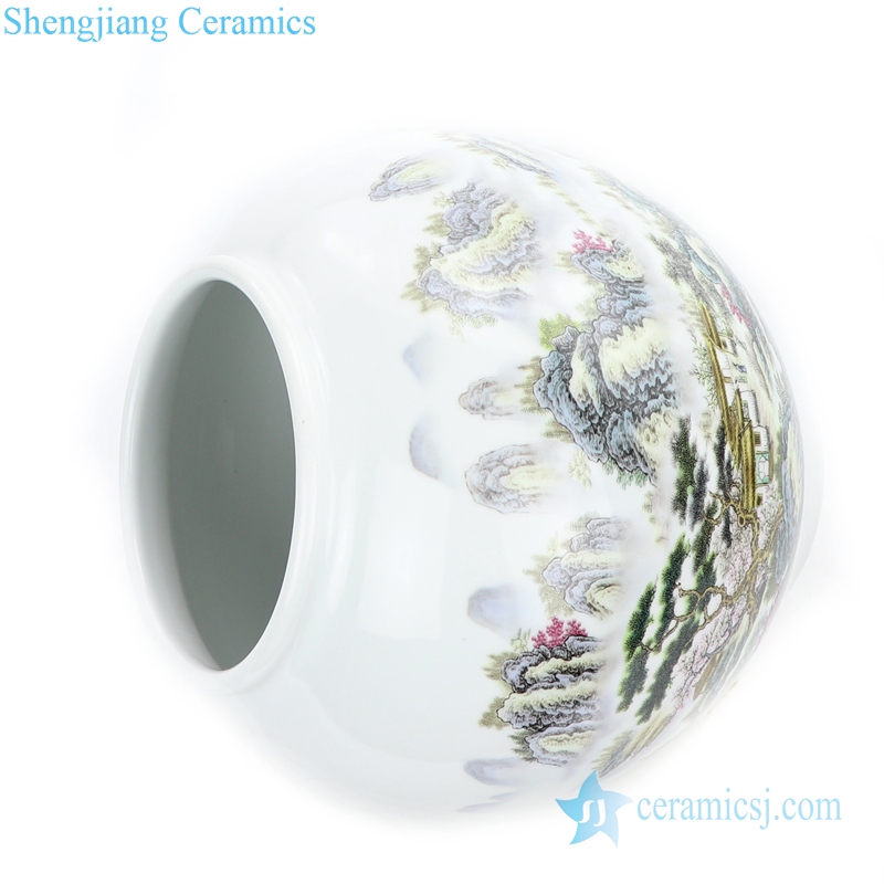 Pastel freehand landscape ceramic vases side view