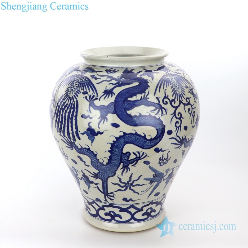 pure hand ceramic jar with dragon pattern