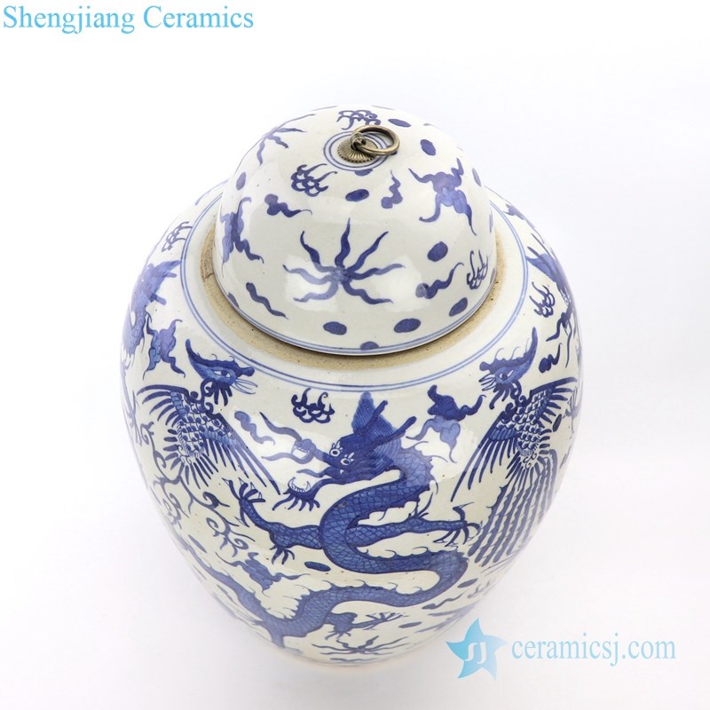 traditional blue and white ceramic jar 