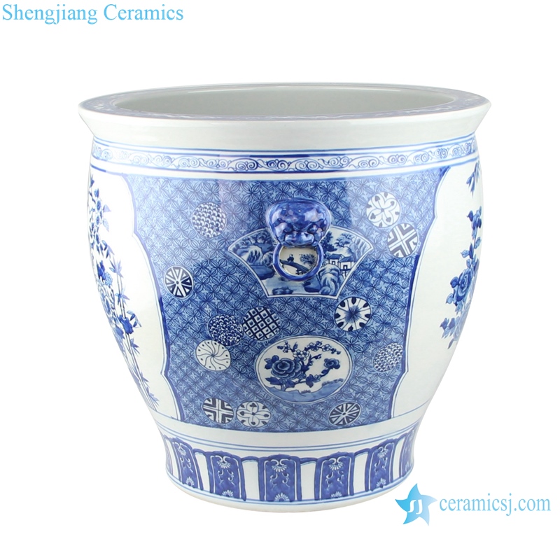 Chinese blue and white flower bird design porcelain pots with two ears RYLU176-G