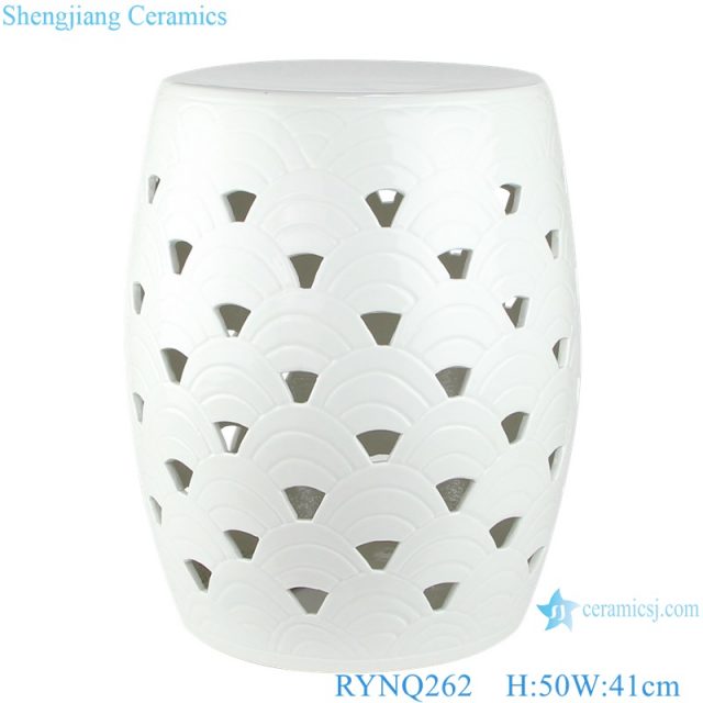 RYNQ262 hot sale handmade pure white color ceramic garden stool