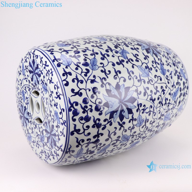 RYNQ263 Chinese blue and white ceramic stools flower design