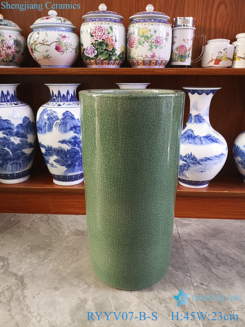 Chinese handmade decorative porcelain vases green color RYYV07-B-S