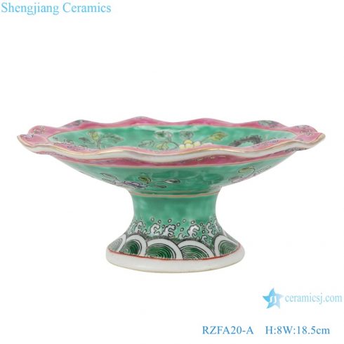 RZFA20-A Chinese handmade Powder enamel porcelain tray fruit tray