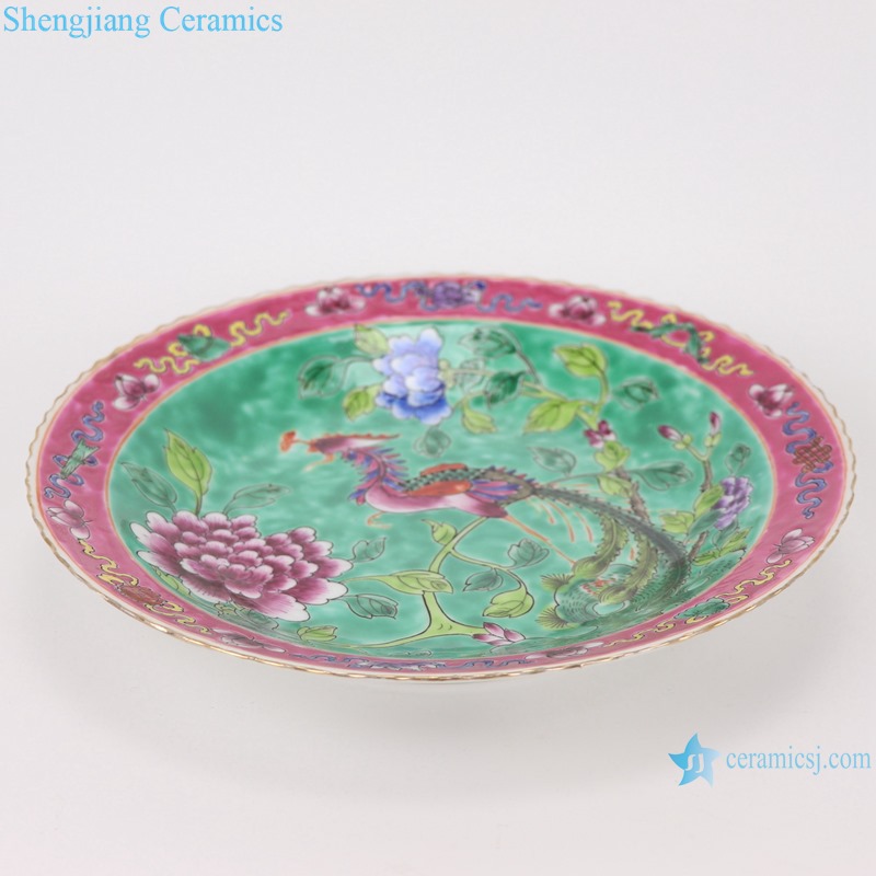 RZFA23-B Chinese handmade powder enamel different size porcelain plate sets