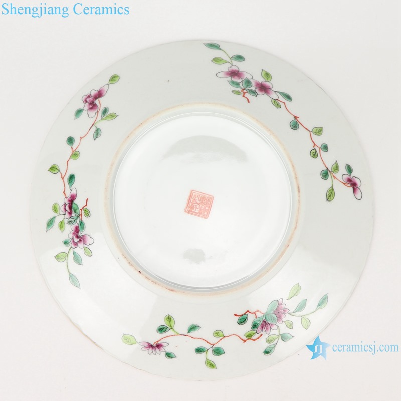 Chinese handmade powder enamel ceramic plate