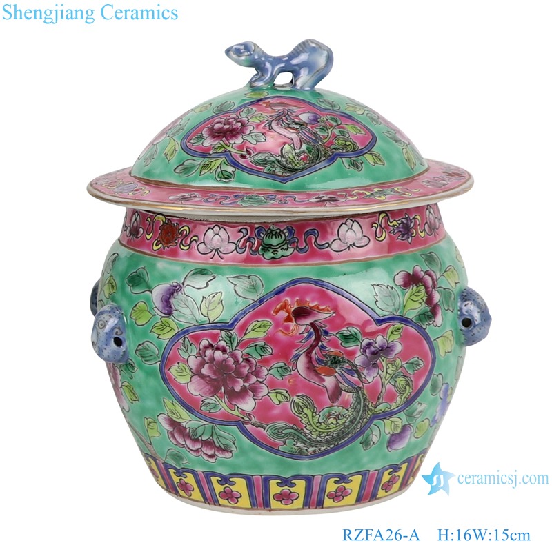 RZFA26-A Chinese handmade powder enamel ceramic rice container sets