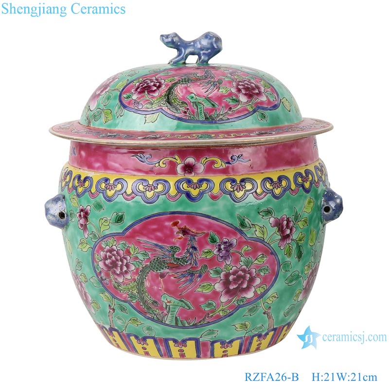 RZFA26-B Chinese handmade powder enamel ceramic rice container sets