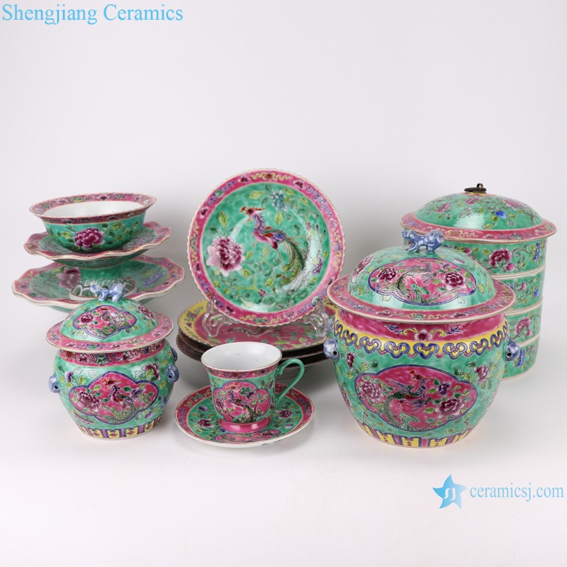 RZFA Chinese handmade powder enamel porcelain tableware sets
