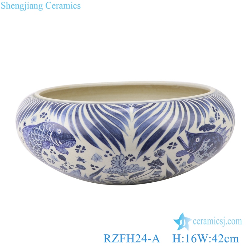 RZFH24-A Chinese handmade blue and white porcelain pots fish design