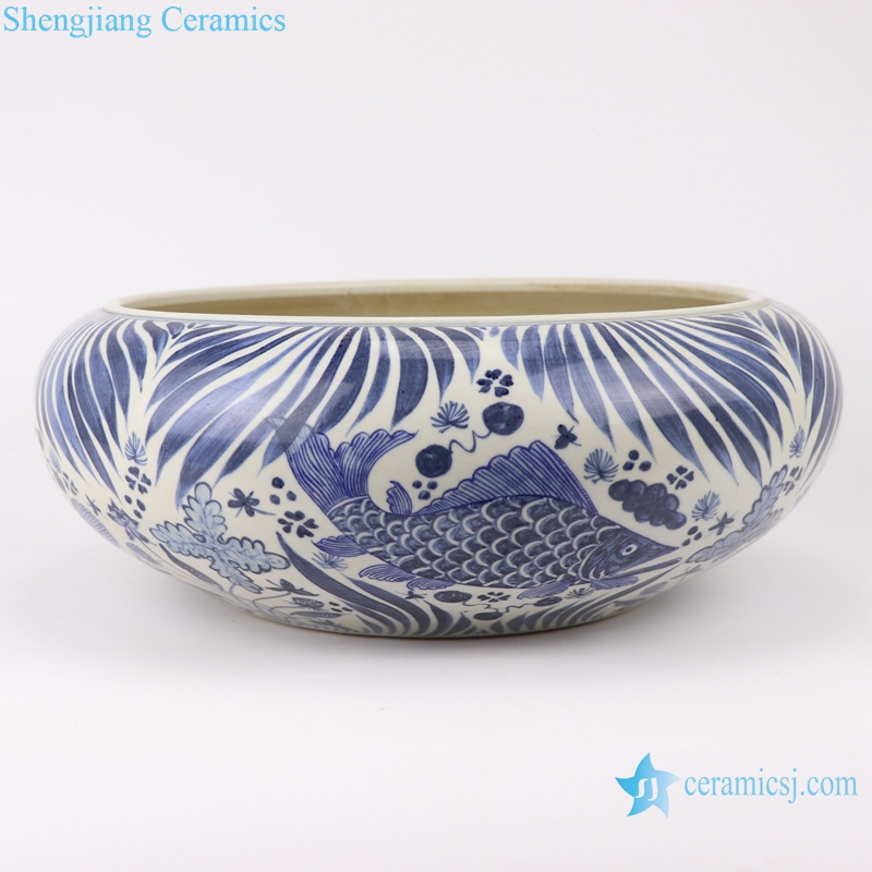 RZFH24-A Chinese handmade blue and white porcelain pots fish design