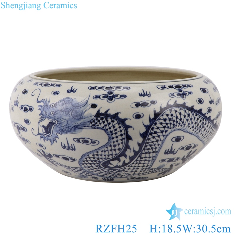 RZFH25 Chinese handmade blue and white porcelain pots dragon design