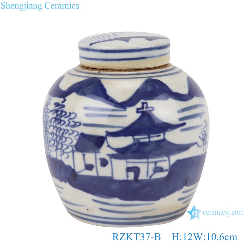 RZKT37-B Chinese blue and white multi-pattern ceramic storage pot sets