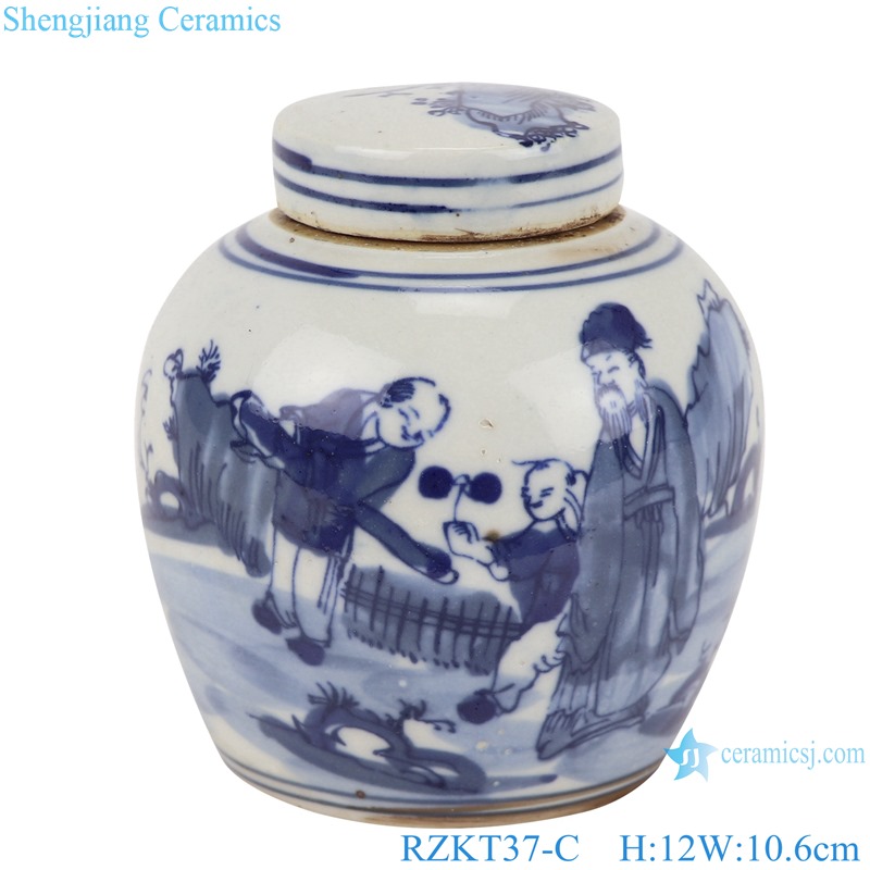 RZKT37-C Chinese blue and white multi-pattern ceramic storage pot sets